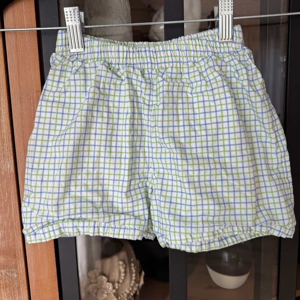 Cecil & Lou plaid shorts toddler boys green blue white elastic waistband check